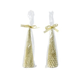 Decoris Paraffin Wax Cone Candle with Glitter 20cm - Metallic Light Gold (2 Assorted)